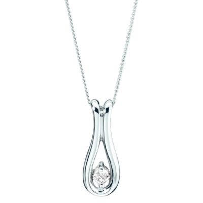 9ct White Gold 1/10 Carat Diamond Pendant