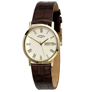 Rotary Menand#39;s Leather Strap Watch