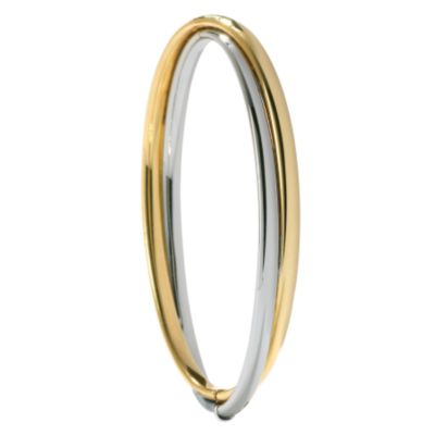 18ct two-colour gold crossover bangle