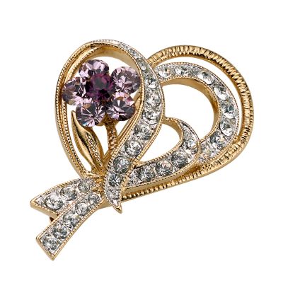 View Purple Crystal Leaf Brooch