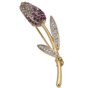 View Purple Crystal Leaf Brooch