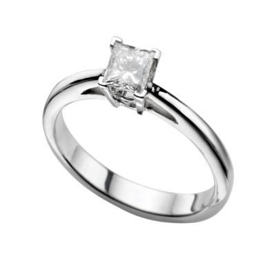 18ct white gold half carat princess cut diamond solitaire ring - Product number 4694007