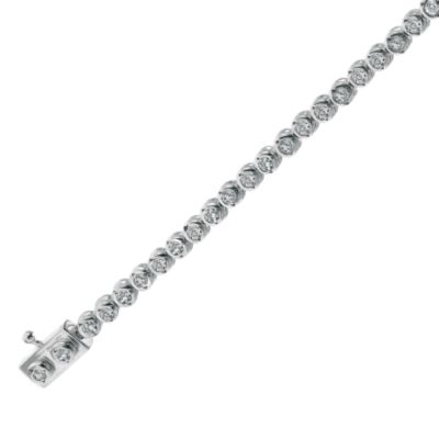 18ct white gold one carat diamond tennis bracelet - Product number 4695933