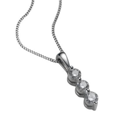 Platinum half carat diamond three stone pendant - Product number 4695941
