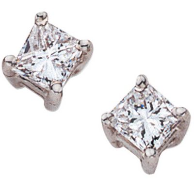 18ct white gold quarter carat diamond solitaire earrings - Product number 4696085