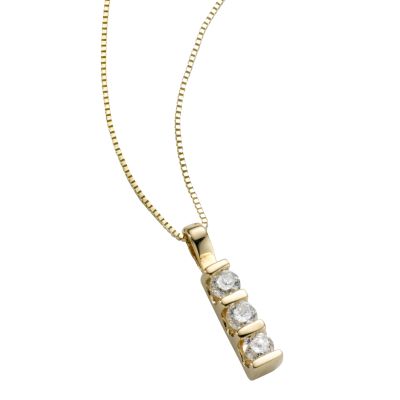 9ct gold quarter carat diamond three stone pendant - Product number 4696212