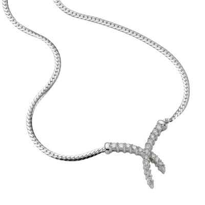 9ct white gold half carat diamond necklace