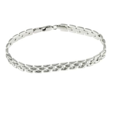 9ct White Gold 7.25` Panther Link Bracelet