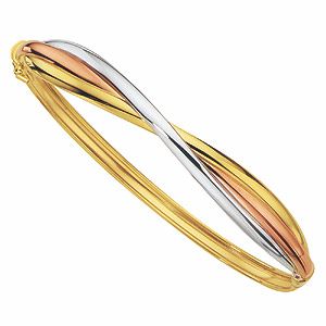 9ct Three Tone Gold Russian Bangle