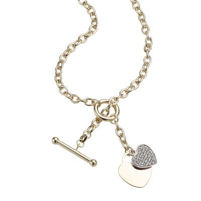 9ct two-colour gold cubic zirconia heart necklace - Product number 4703162
