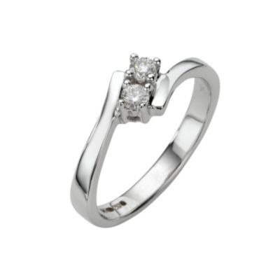 18ct white gold fifteenth carat diamond two stone ring - Product number 4704460
