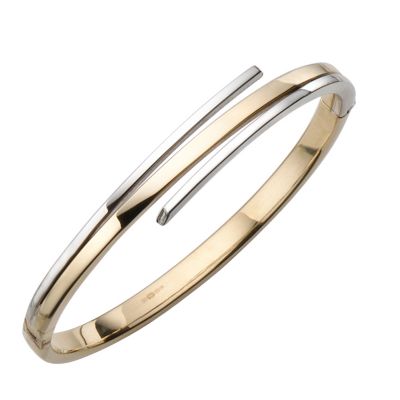 9ct two-colour gold bangle