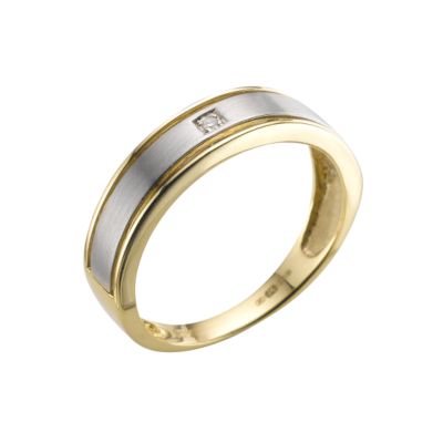 Men's 9ct two-colour gold diamond ring - Product number 4707184