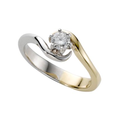 18ct two-colour gold quarter carat diamond solitaire ring
