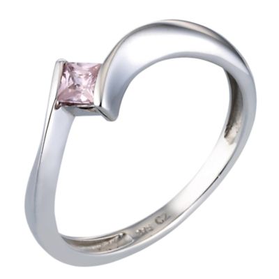9ct White Gold Pink CZ Twist Ring - Product number 4712315