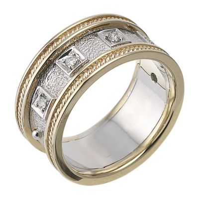 9ct two colour gold diamond ring