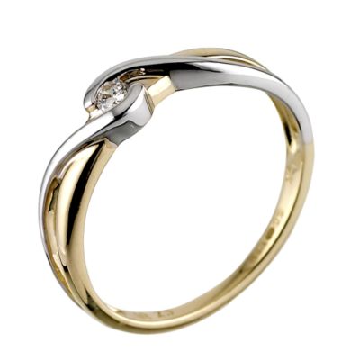9ct Two Colour Gold Cubic Zirconia Ring