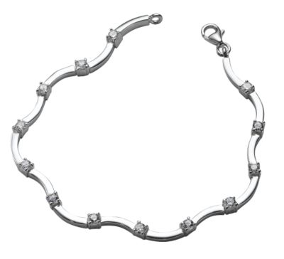 Sterling silver cubic zirconia wavy bracelet - Product number 4717341