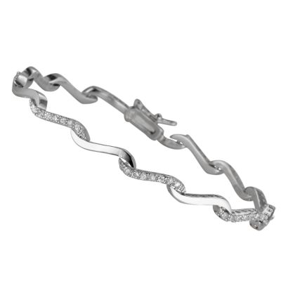 Sterling silver cubic zirconia wave bracelet - Product number 4717376
