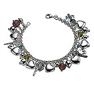 Sterling silver gem charm bracelet
