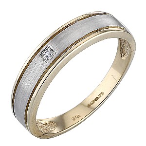 Unbranded 9ct Two Colour Gold Diamond Set Signet Ring