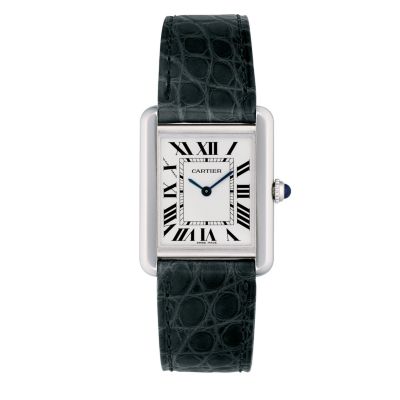 Cartier Tank Solo ladies' black leather strap watch Ernest Jones