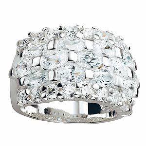 Chunky Sterling Silver Cubic Zirconia Ring - Small