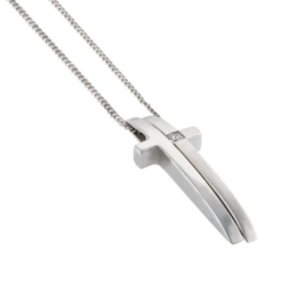 Sterling Silver Cubic Zirconia Split Cross Pendant - Product number 4800893