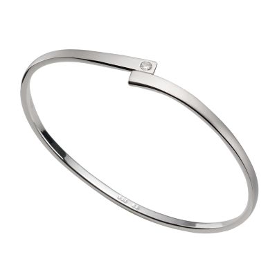 2:Blue Sandblasted Crossover Cubic Zirconia Bangle