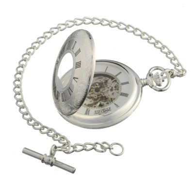 J.Pierre half hunter half skeleton fob watch