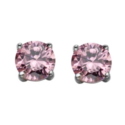 Sterling silver pink cubic zirconia stud earrings
