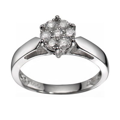 Unbranded 18ct White Gold 1/2 Carat Diamond Cluster Solitaire Ring