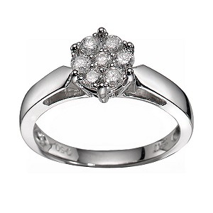 18ct White Gold 1/2 Carat Diamond Cluster Solitaire Ring