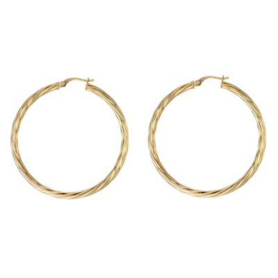 9ct gold Thin Twisted Creole Earrings