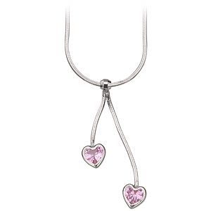 9ct White Gold Pink Cubic Zirconia 16and#39;and39; Heart Necklace