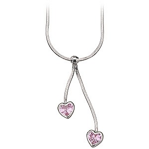 9ct White Gold Pink Cubic Zirconia 16and#39;and39; Heart Necklace