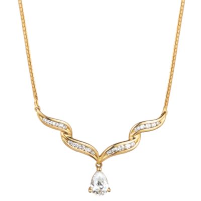 Cubic Zirconia Scroll Wishbone Necklace