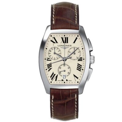 Longines Evidenza mens leather strap watch