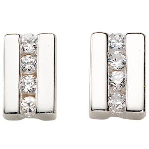 Cubic Zirconia Bar Stud Earrings