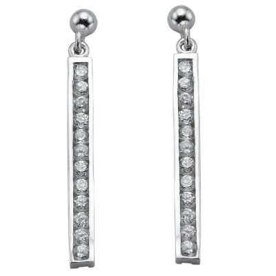 silver channel-set Cubic Zirconia Drop Earrings