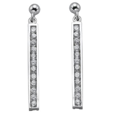 channel-set Cubic Zirconia Drop Earrings