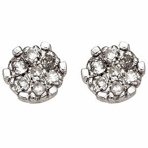 Unbranded 9ct White Gold 1/10 Carat Diamond Stud Earrings