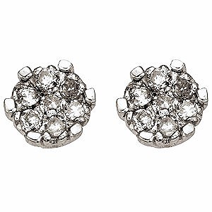 9ct White Gold 1/10 Carat Diamond Stud Earrings