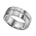 Silver Matt & Polished Cubic Zirconia Ring - Small