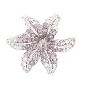 Purple Crystal Daisy Brooch