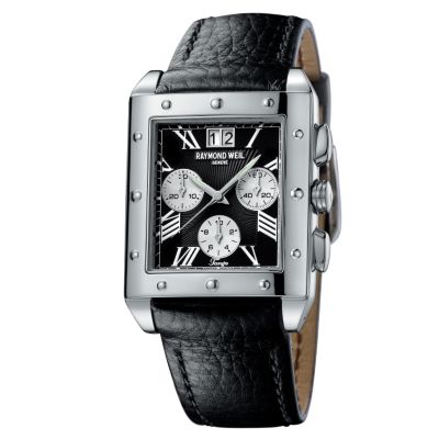 Raymond Weil Tango men's black leather strap watch - Product number 4910087