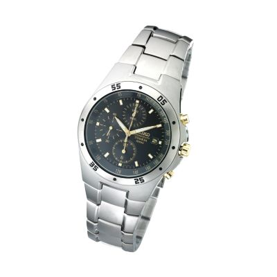 Seiko Menand#39;s Black Dial Titanium Bracelet Watch