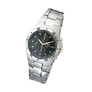 Menand#39;s Black Dial Titanium Bracelet Watch
