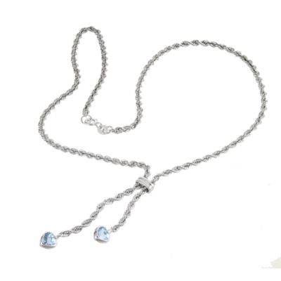 9ct White Gold And Blue Topaz Heart Necklace - Product number 4914732