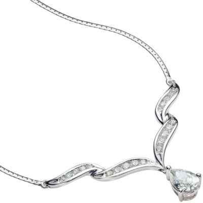 9ct White Gold Cubic Zirconia Necklace